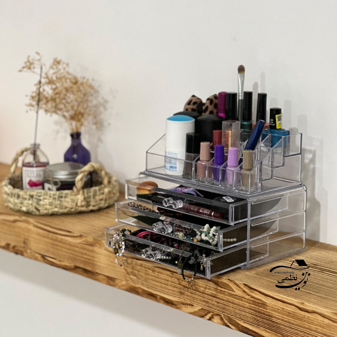 استند آرایشی ۳ کشو اکرولیک