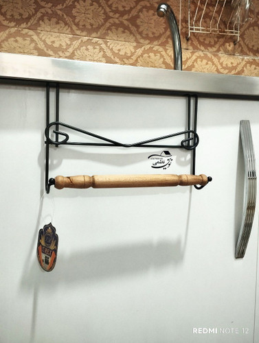 آویز حوله فلزی چوبی ( جنس ضخیم و ضد زنگ)